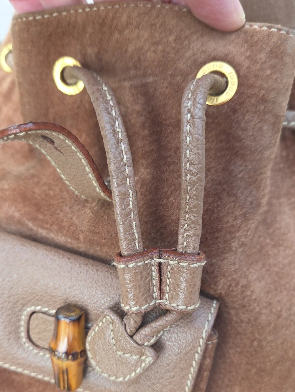 Vintage Gucci Suede Bamboo 00317050030 Mini Backpack $4,500 Estimated Retail GUC